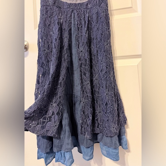 Altar'd State Navy Blue Lace Midi Dress - Picture 3 of 8